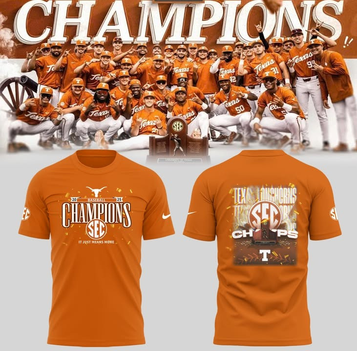 Texas Longhorns Baseball Southeastern Conference Champion T-Shirt 2025 Fan Merch Apparel