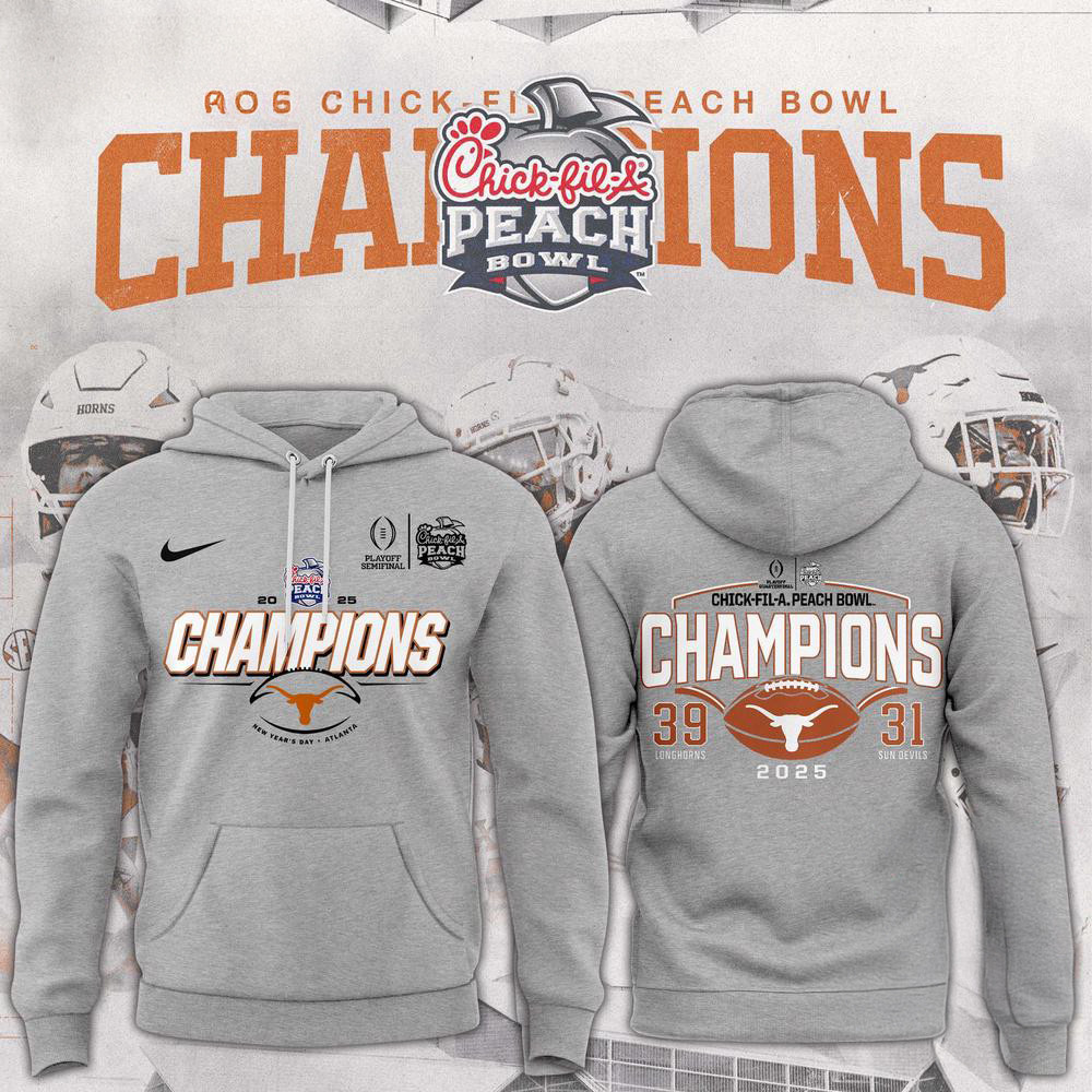 Texas Longhorns Football Playoff 2025 Peach Bowl Champions 39-31 Score Hoodie Football Fan Gift