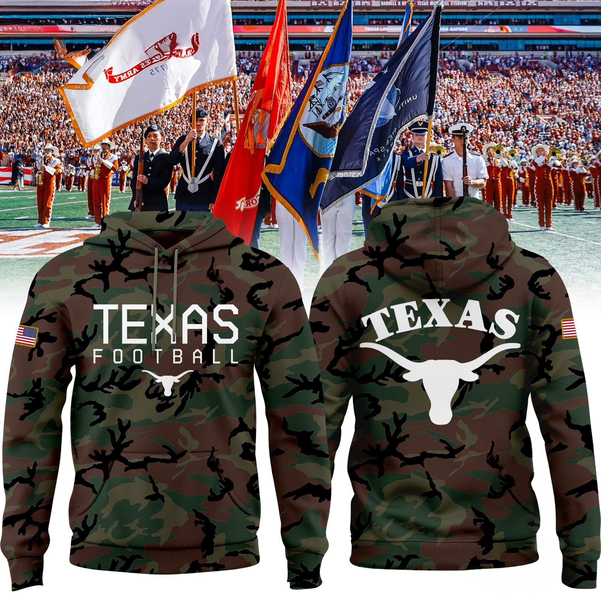Texas Longhorns Limited Edition 2024 Military Appreciation Hoodie Best Gift For Football Lovers