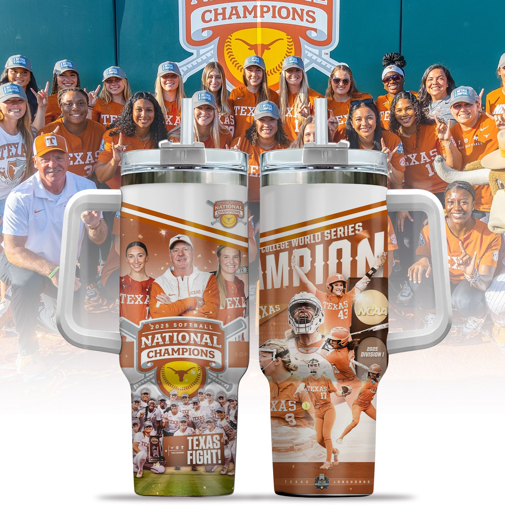 Texas Longhorns Merch 2025 Ncaa Softball Womens College World Series Champions Stanley Tumbler Perfect Gift For Softball Fans