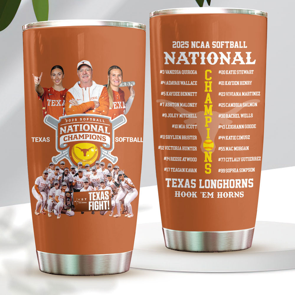 Texas Longhorns Merch 2025 Ncaa Softball Womens College World Series Champions Tumbler Cup Great Gift For Bleacher Moms