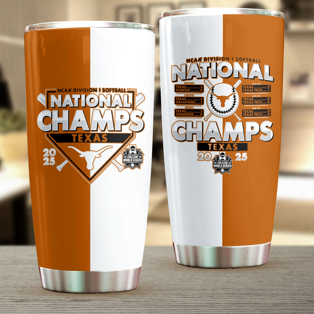 Texas Longhorns Merch 2025 Ncaa Softball Womens College World Series Champions Tumbler Cup Top Gift For Baseball & Softball Lovers