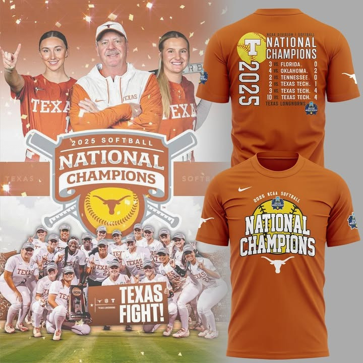 Texas Longhorns Softball NCAA National Champions 2025 T-Shirt Merch Best Gifts For Fans