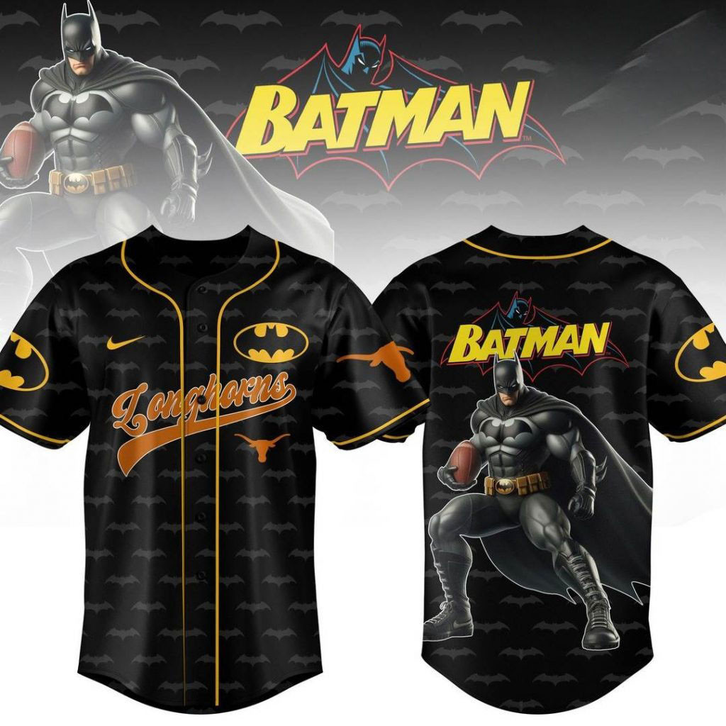 Texas Longhorns x Batman Limited Edition Baseball Jersey Baseball Lover Gift Ideas