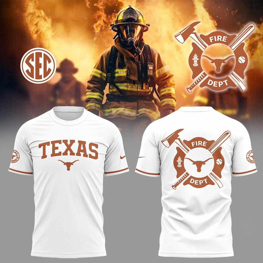 Texas Longhorns x Firefighter Appreciation Night 3D White Shirt Football Fan Gift Ideas