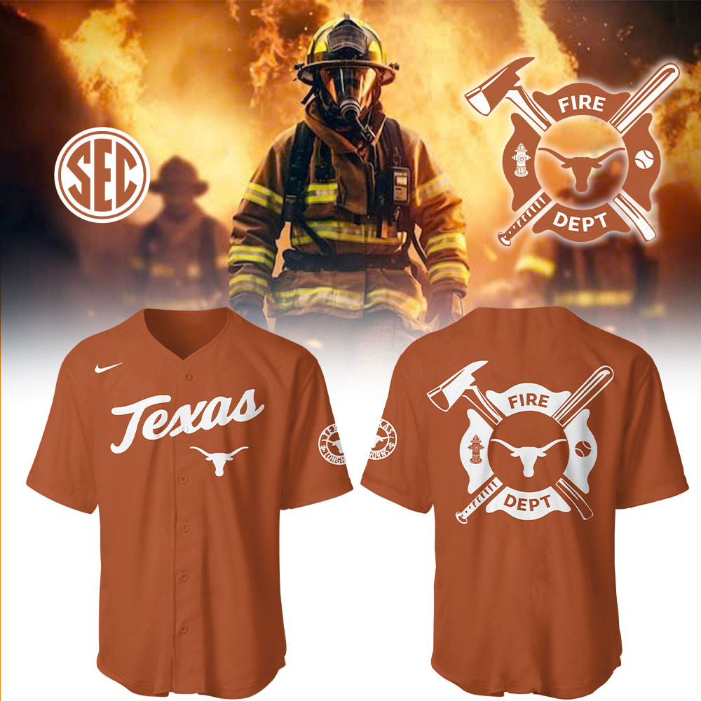 Texas Longhorns x Firefighter Appreciation Night Jersey Baseball Father's Day Gifts
