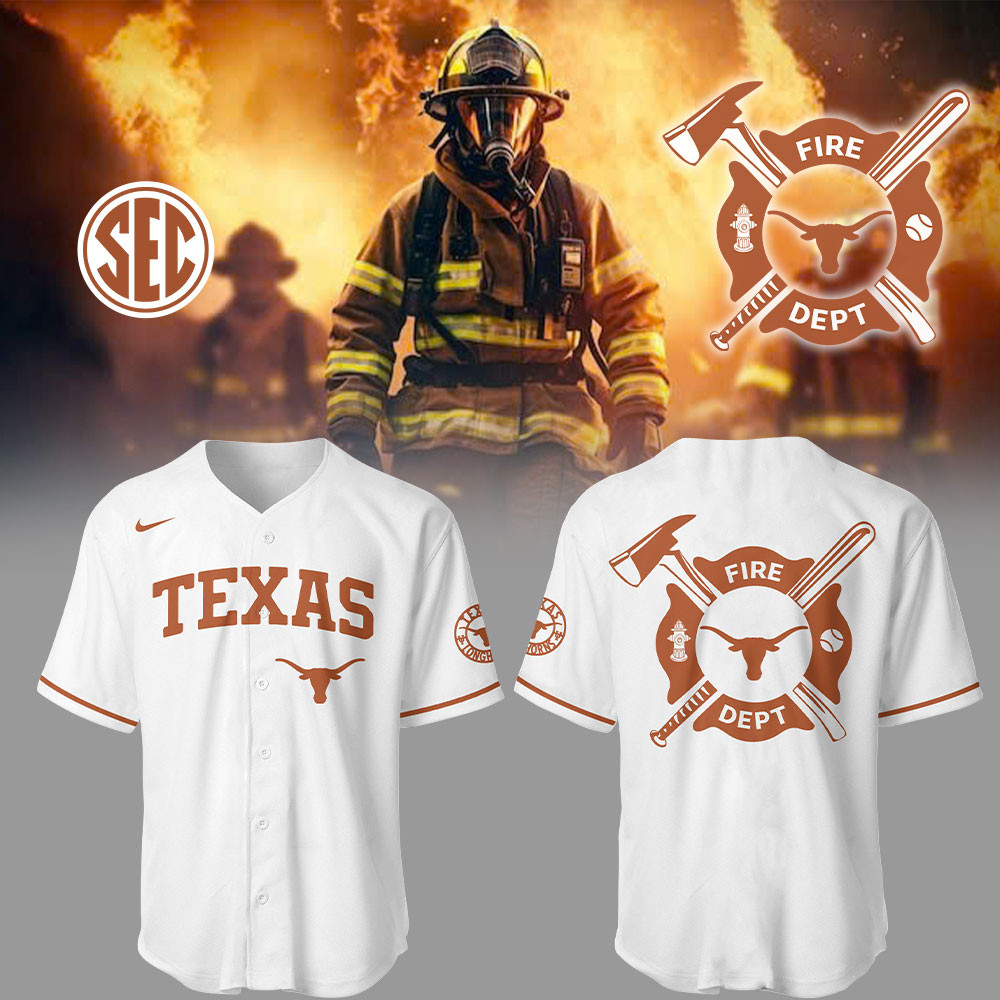 Texas Longhorns x Firefighter Appreciation Night Jersey Gifts For Baseball Players