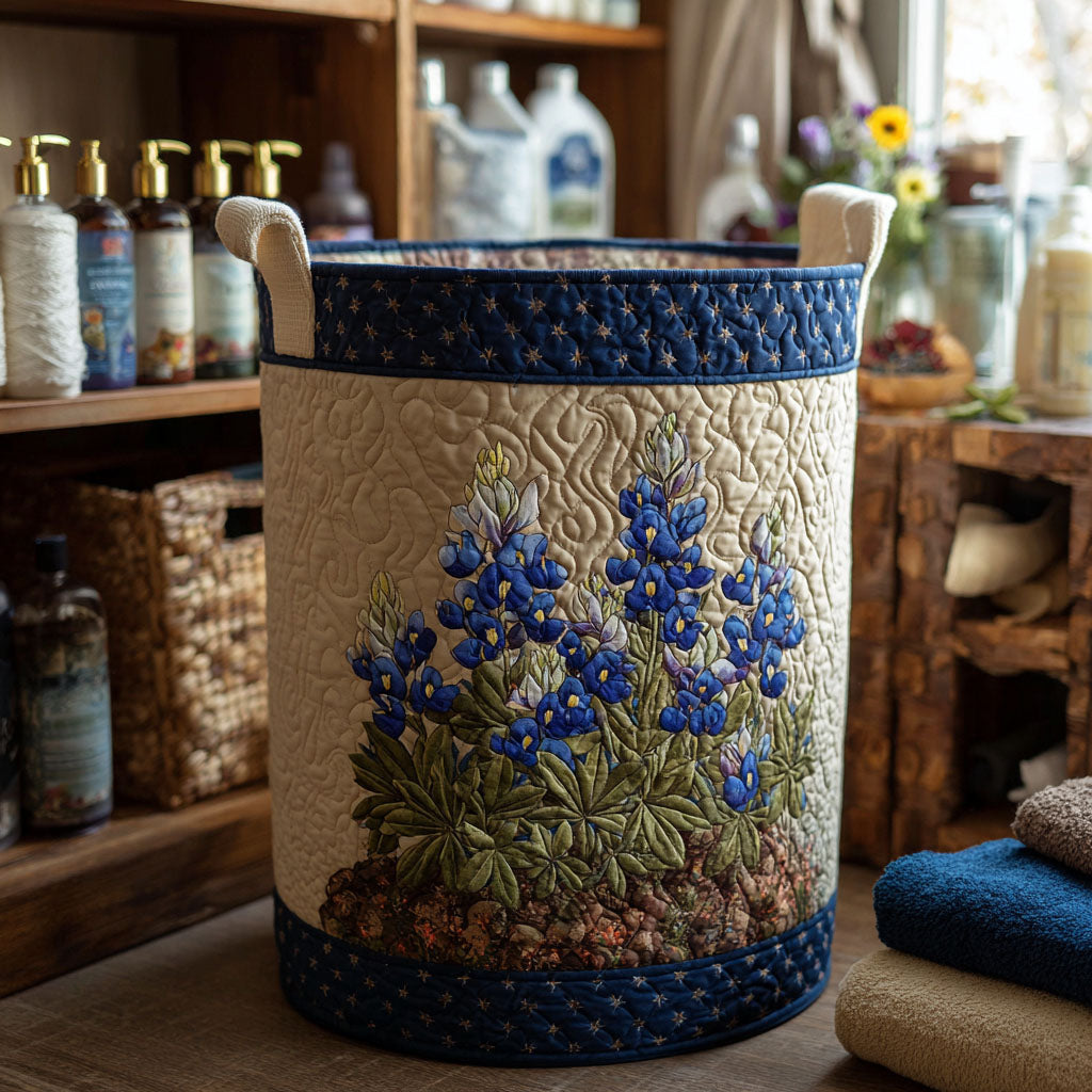 Texas Meadow Quilted Laundry Basket Lovely Quilted Laundry Basket Gift for Mom or Grandma