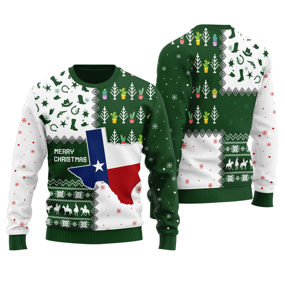 Texas Merry Christmas Ugly Sweater For Unisex Soft Cotton Sweatshirt for Winter Comfort
