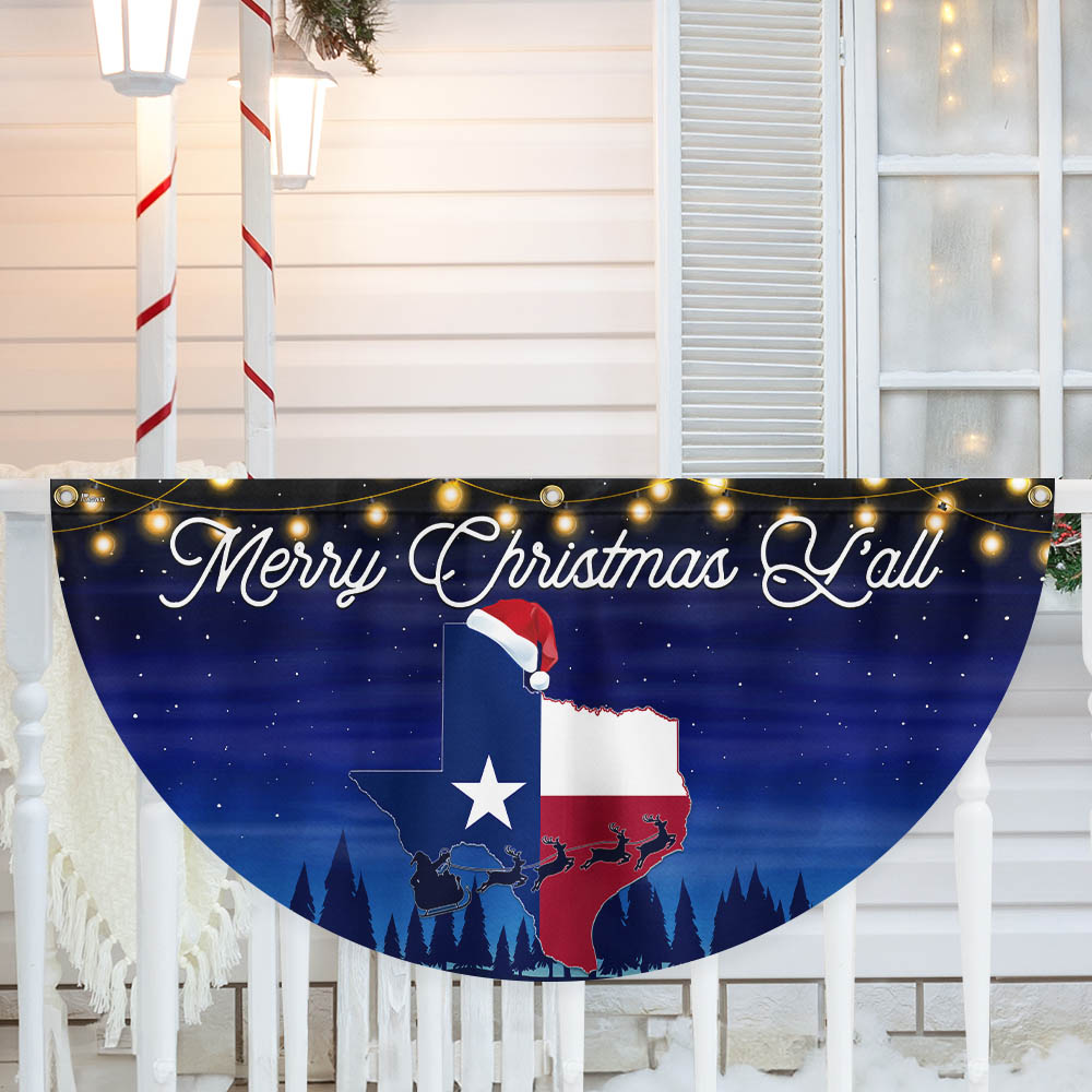 Texas Merry Christmas Y All Non Pleated Fan Flag