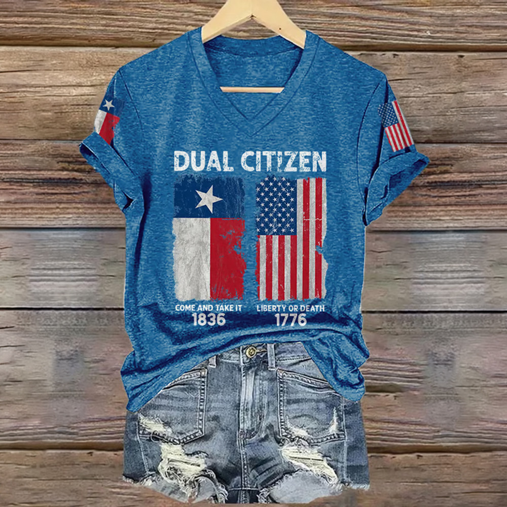 Texas Pride Dual Citizen Come And Take It 1836 Liberty Or Death 1776 V-Neck Shirt Texas Independence Day Shirt