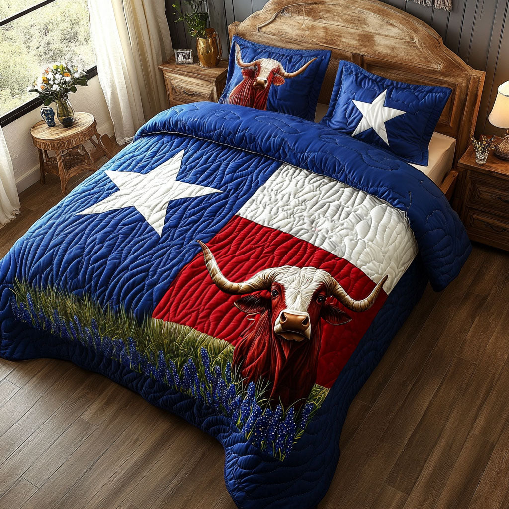 Texas Pride Quilt Bedding Set King Size Comforter Patriotic Gift for Dad