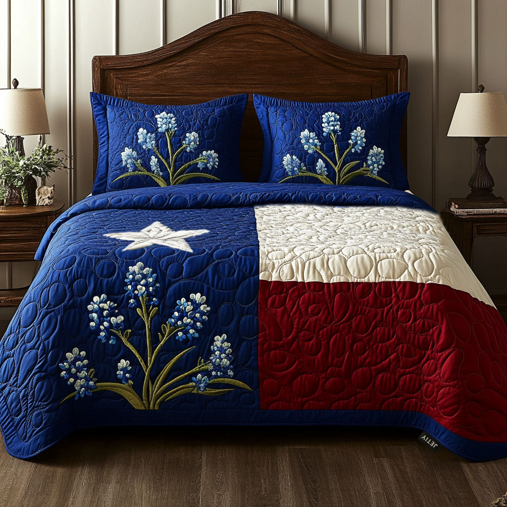Texas Pride Quilt Bedding Set King Size Comforter Sets Best Gift for Dad Birthday
