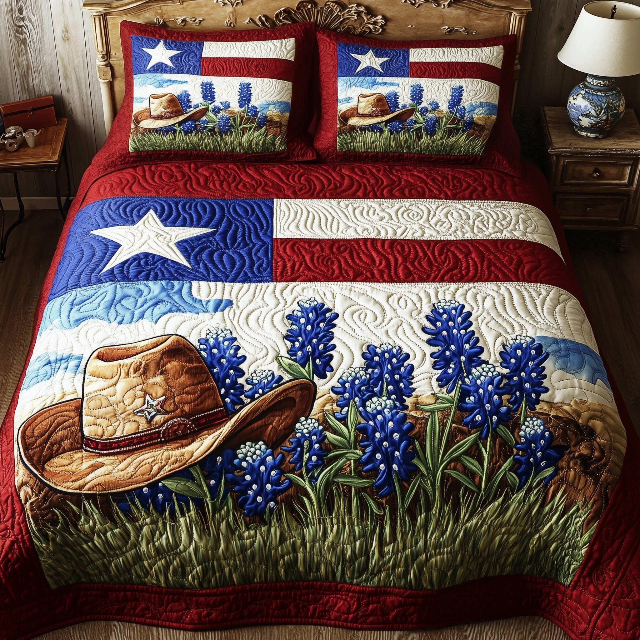 Texas Pride Quilted Bedding Set Duvet Cover Bedspread Gift Delivery Texas
