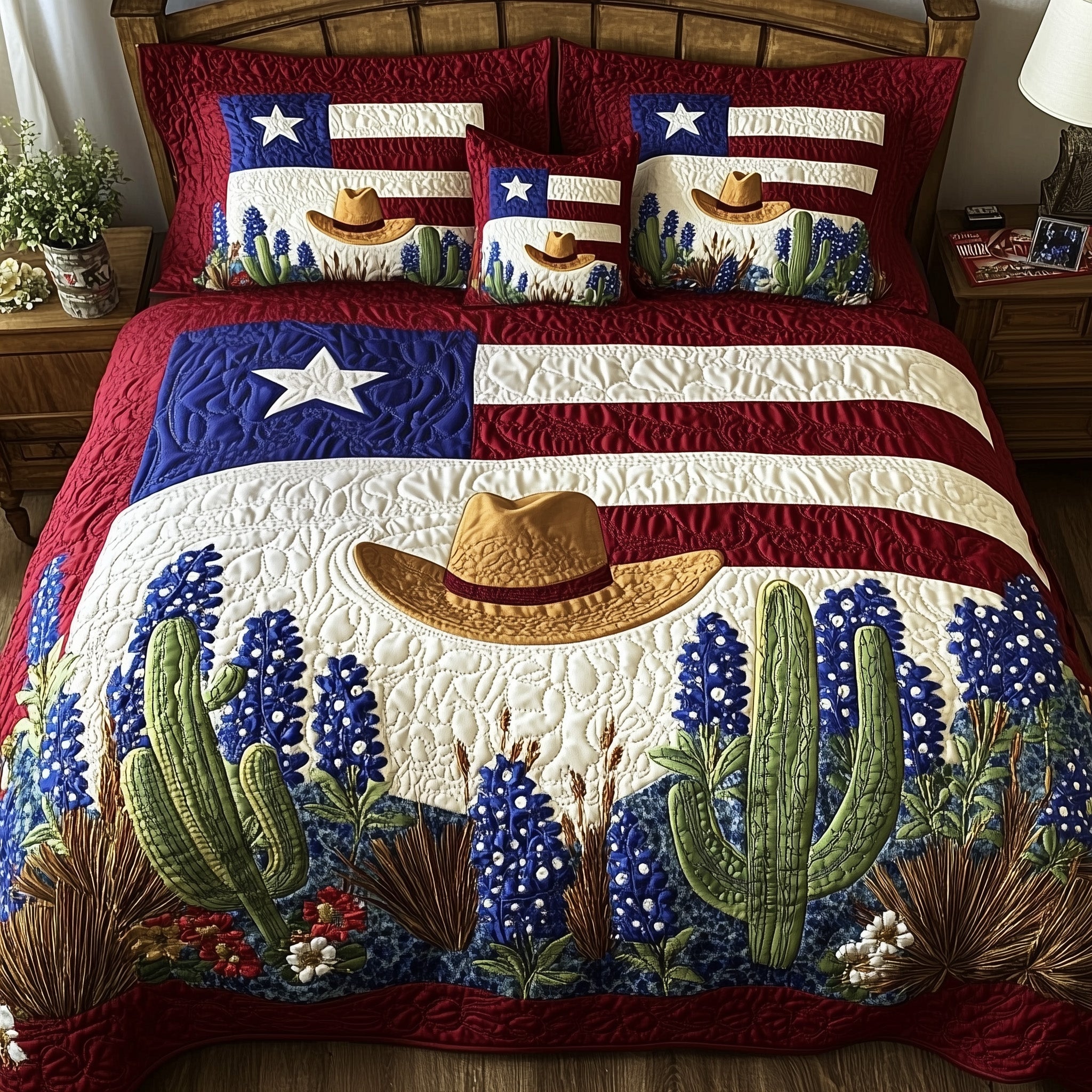 Texas Pride Quilted Bedding Set Duvet Cover Bedspread Texas Gifts Online