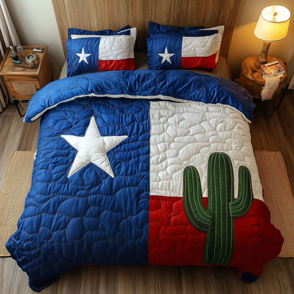 Texas Pride Quilted Bedding Set Holiday Duvet Covers Cactus Themed Birthday Gifts