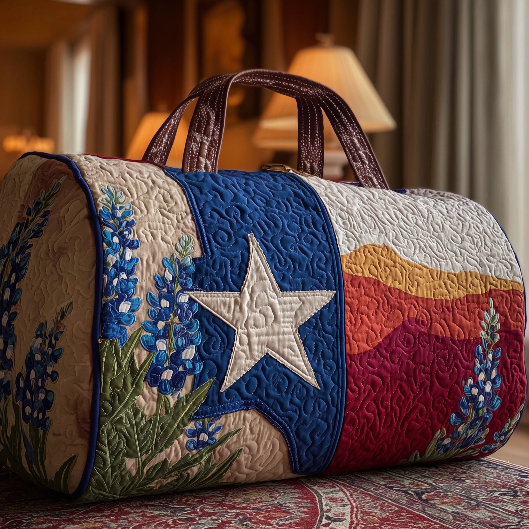 Texas Pride Quilted Duffle Bag Independence Day Gift Idea