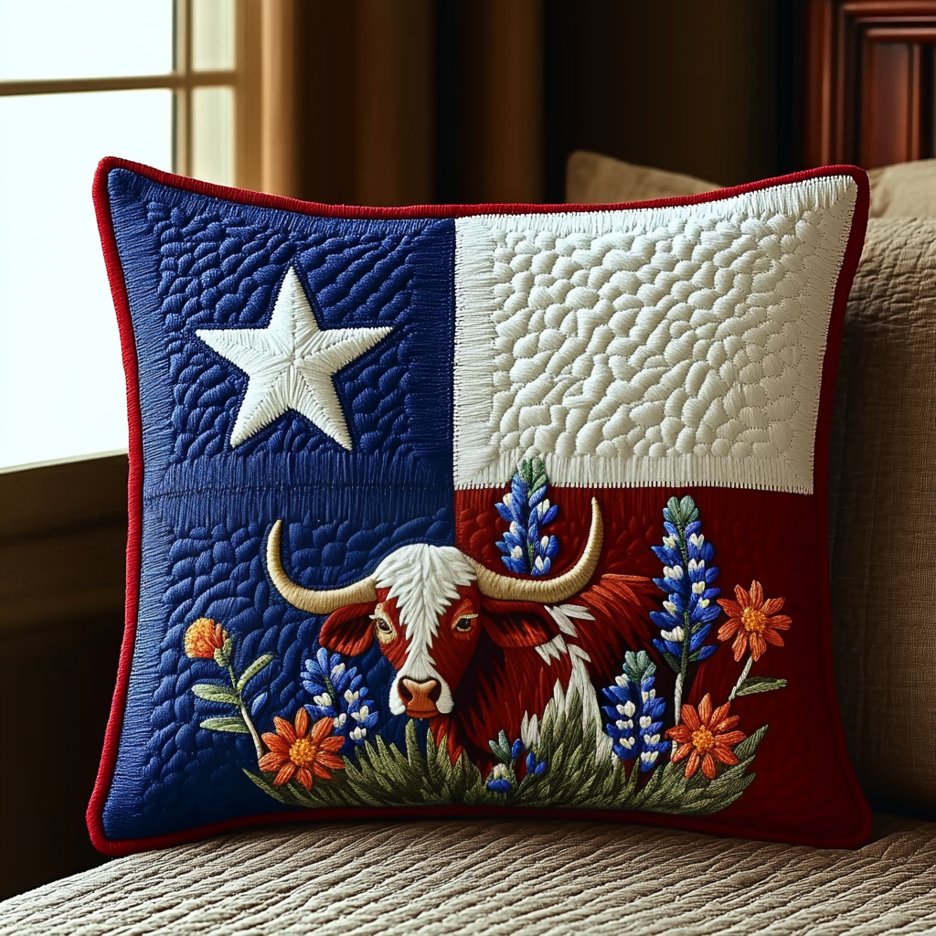 Texas Pride Quilted Pillow Case Decorative Throw Pillow Covers Gifts For Cat People