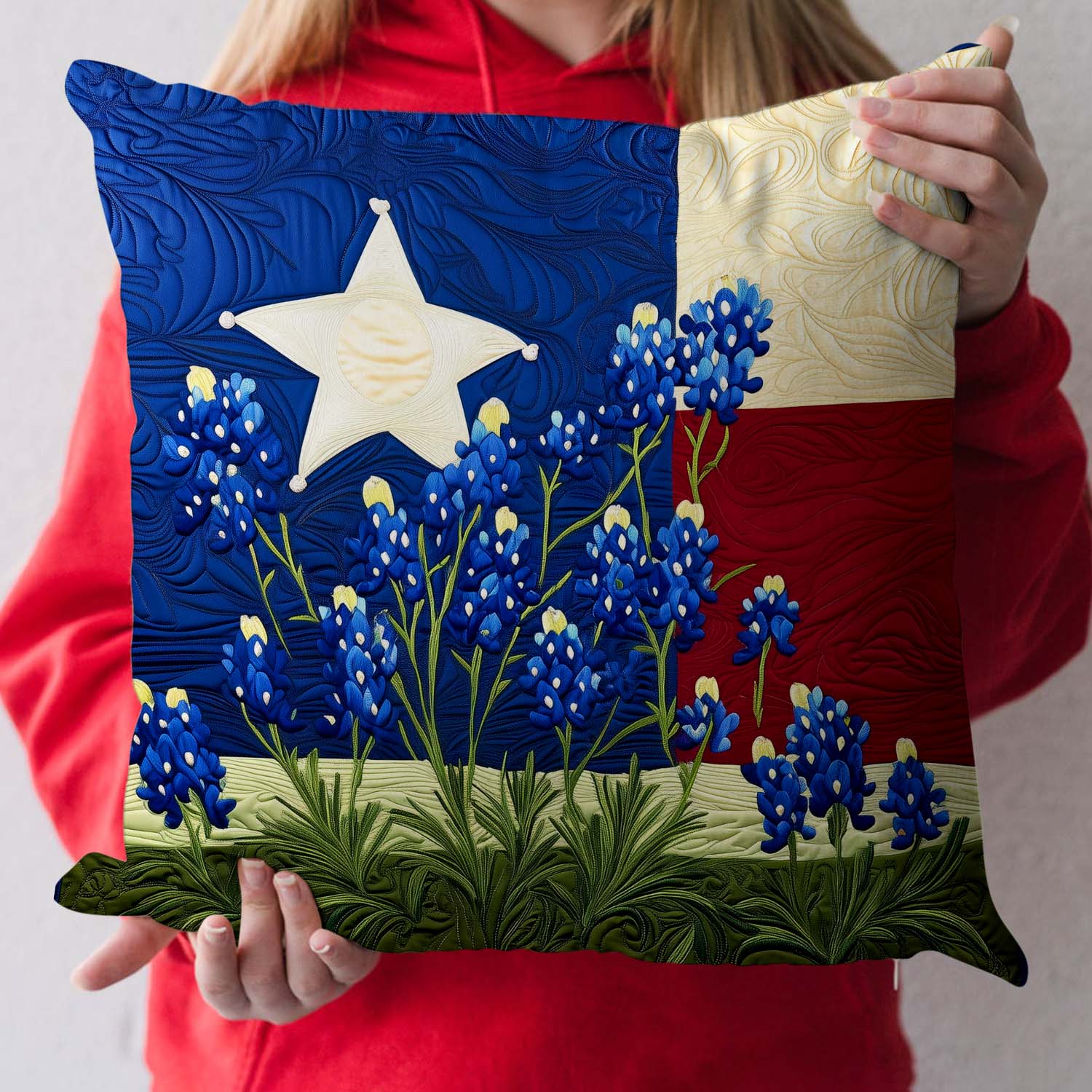 Texas Pride Quilted Pillow Case Patriotic Style Trendy Home Decor Gifts For American