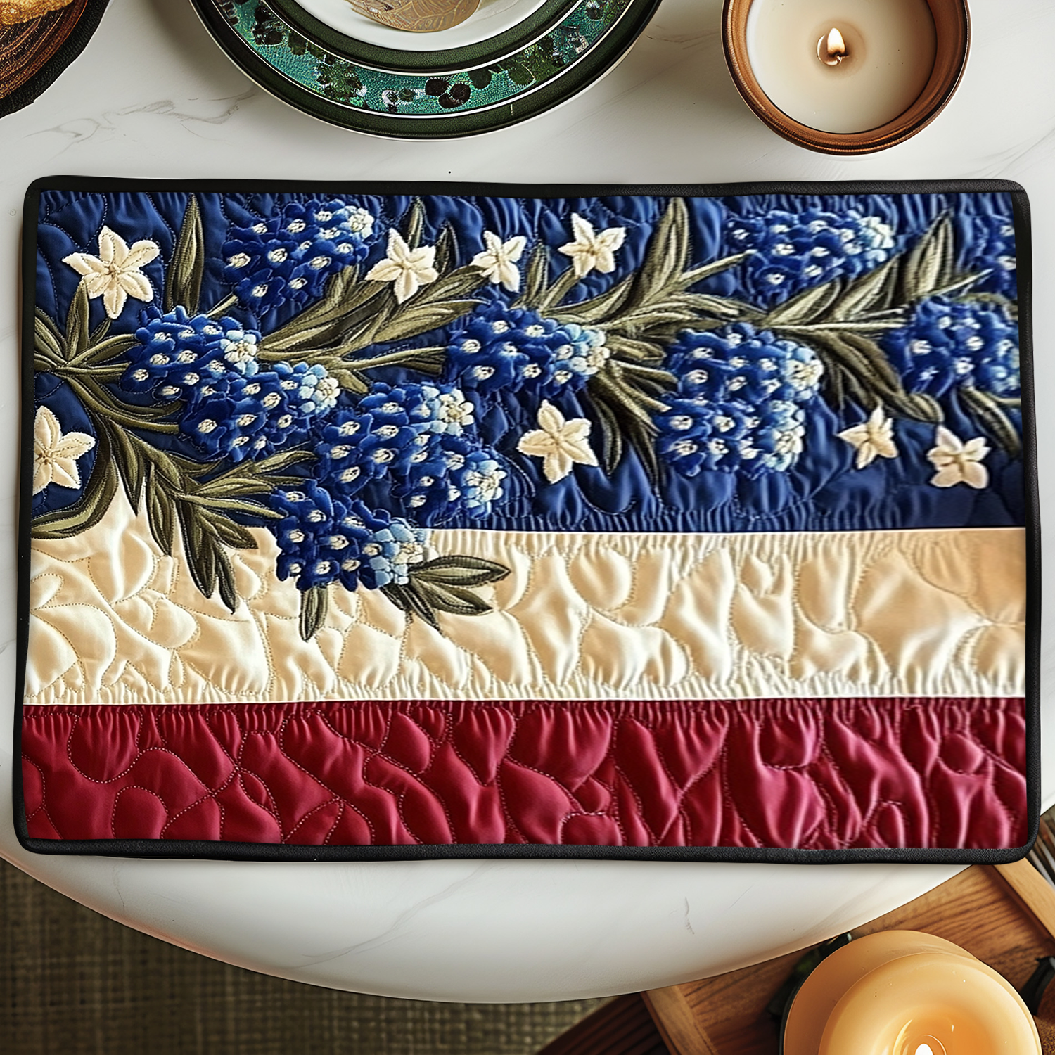 Texas Pride Quilted Place Mat Dining Room Table Decorated For Christmas Flower Lavender Gifts For Her