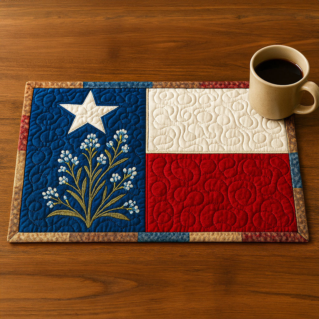 Texas Pride Quilted Placemat Christmas Kitchen Decor Gifts For Flower Enthusiasts