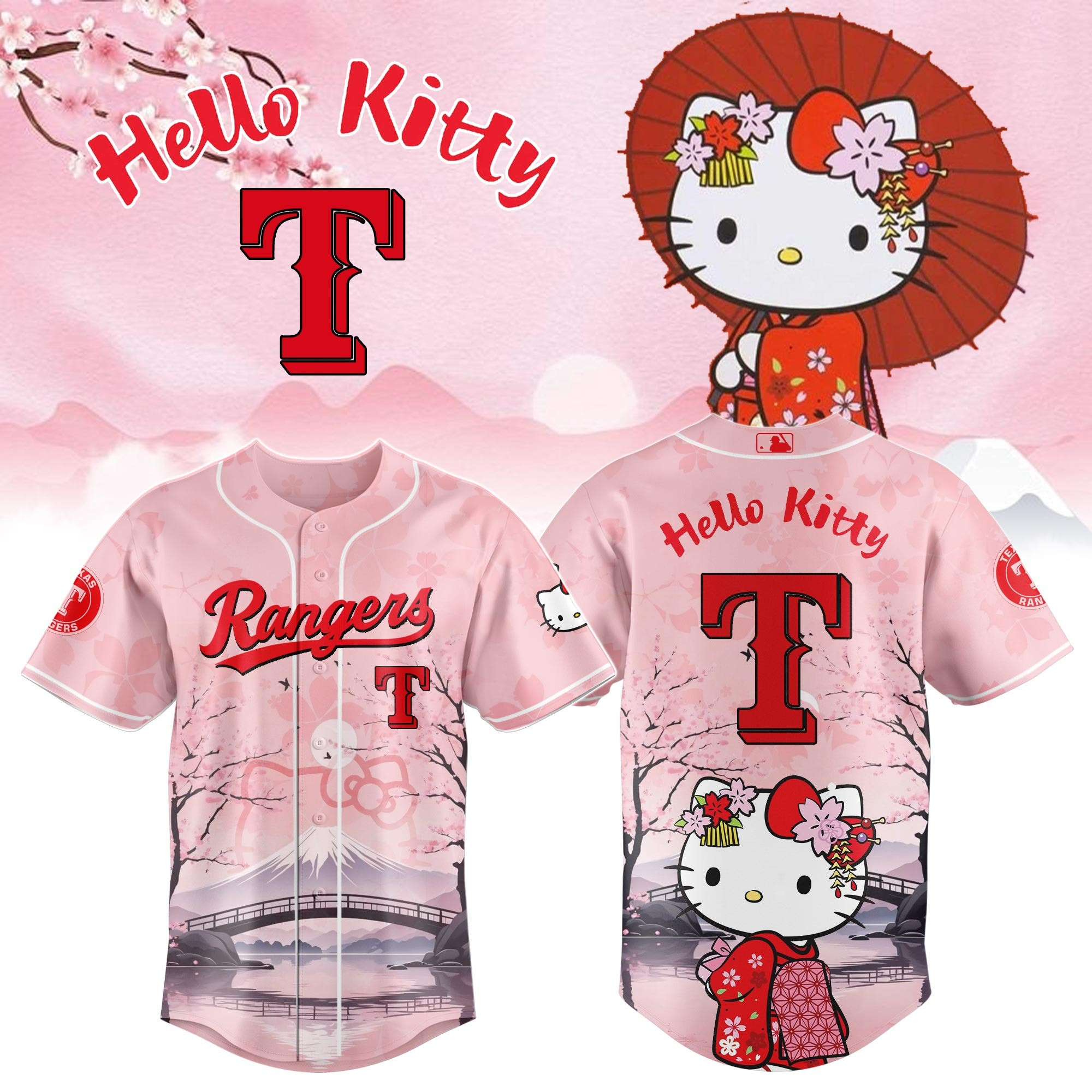 Texas Ranger Kitty-Chan Baseball Jersey Baseball Team Gift Ideas