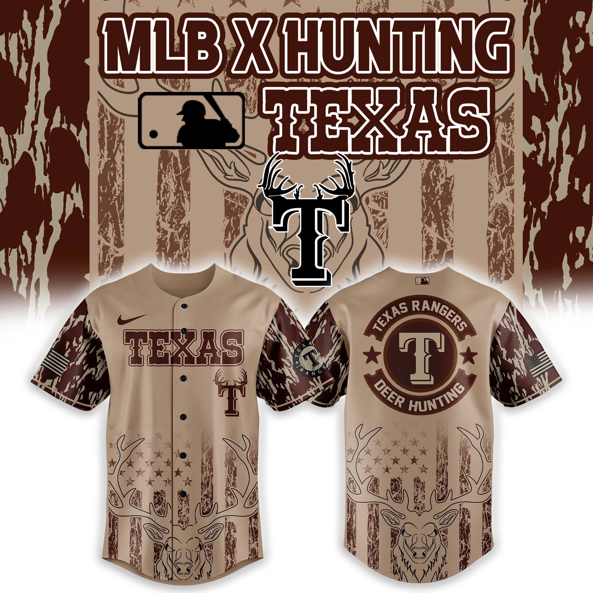 Texas Rangers Hunting Version Collection Jersey Ranger Merch Best Gifts For Baseball Players