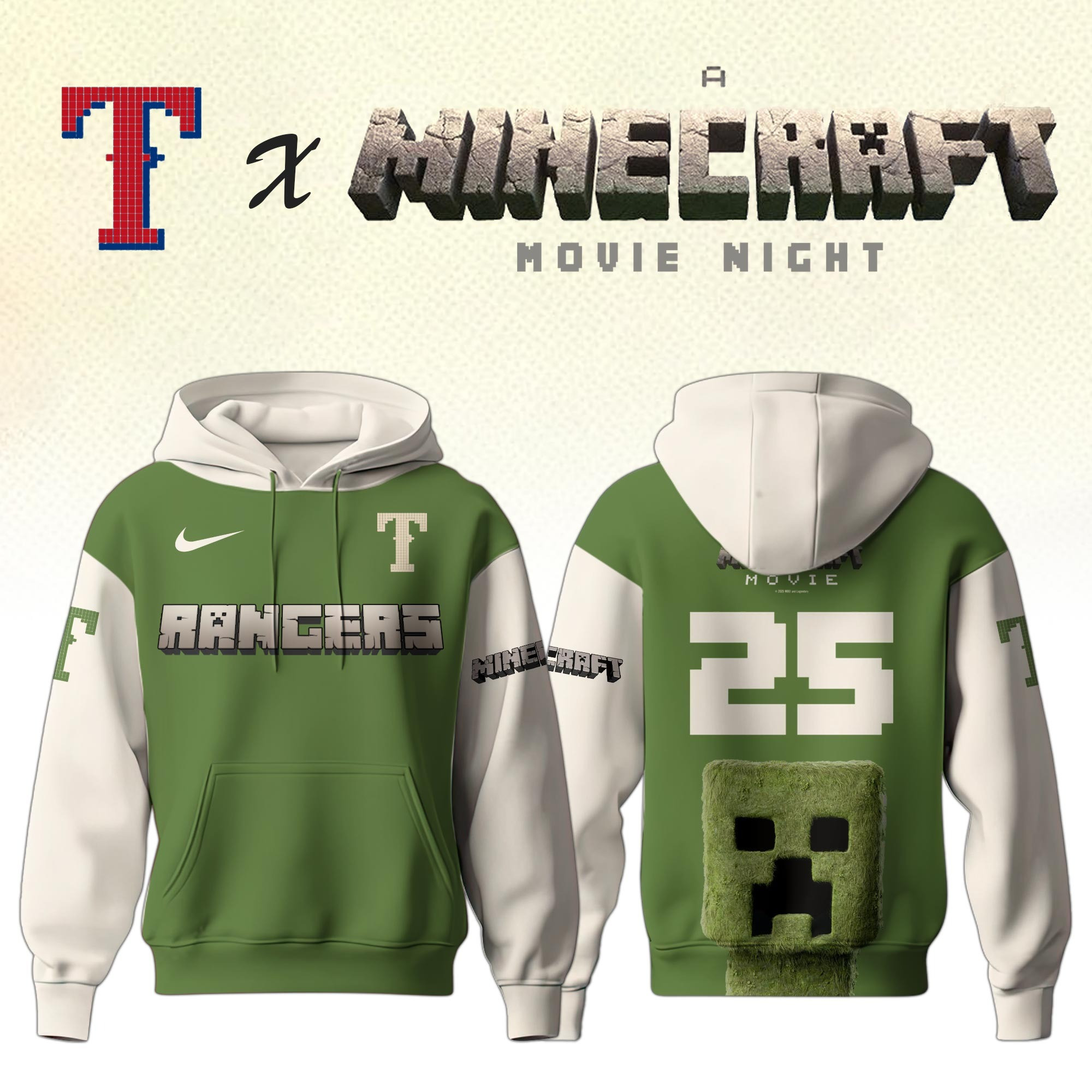 Texas Rangers MLB x A MINECRAFT MOVIE Night Hoodie Best Gifts Baseball Fans