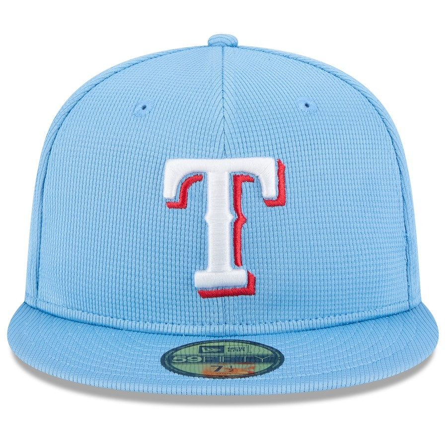 Texas Rangers New Era 59FIFTY Hat Light Blue MLB Texas Rangers Overlap Hats For Sale