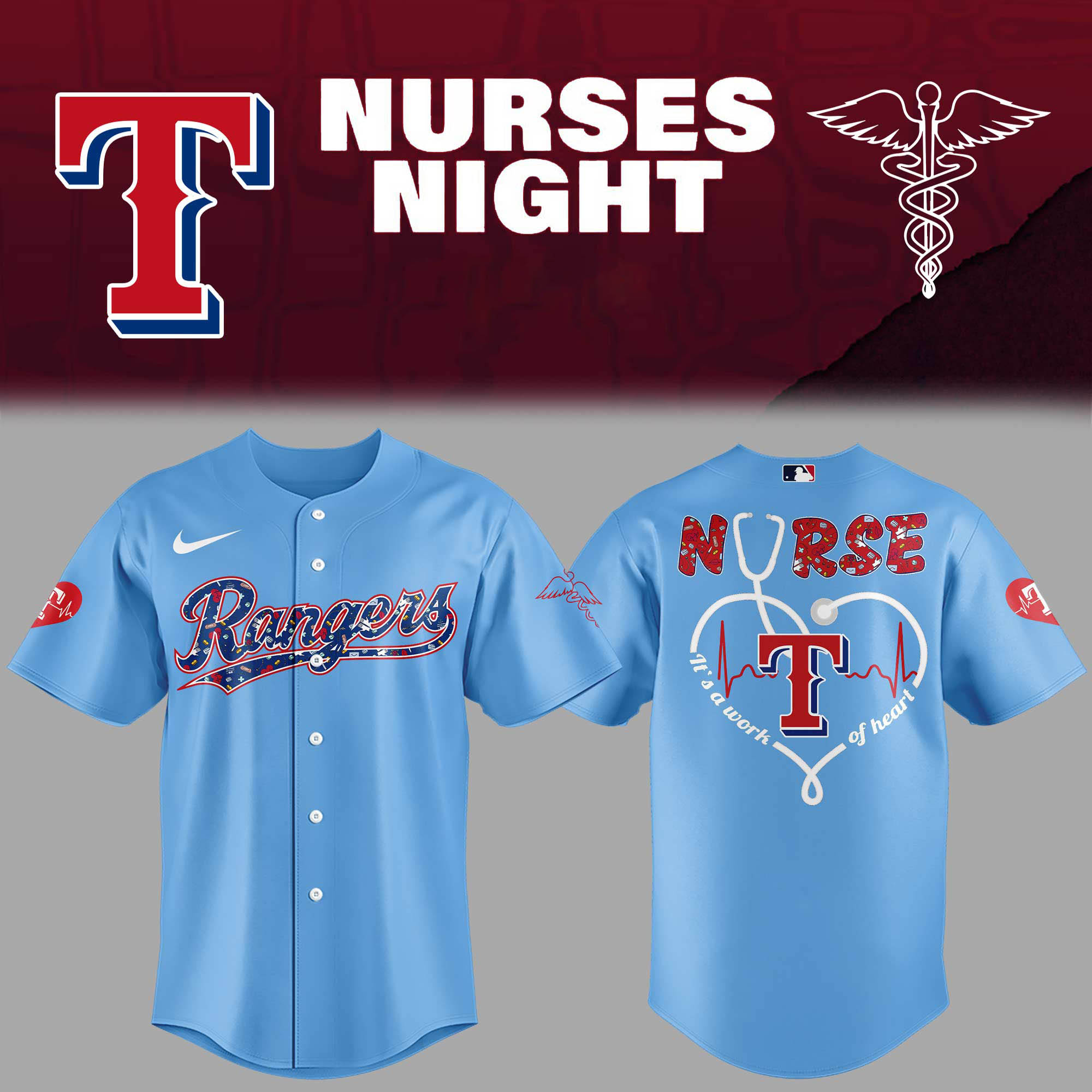 Texas Rangers Nurses Night Jersey Gifts For Baseball Players Baseball Gifts Ideas