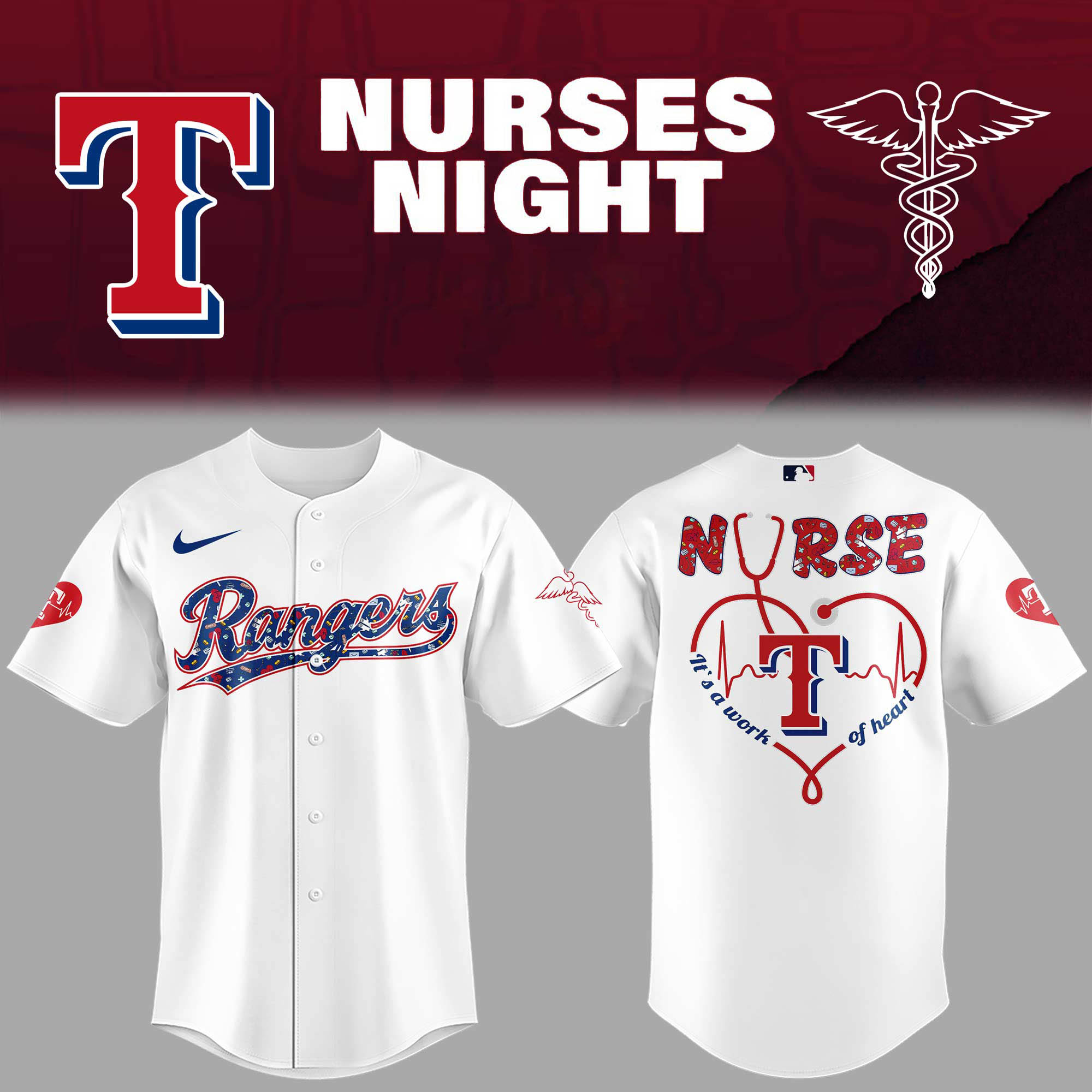Texas Rangers Nurses Night Jersey Gifts For Baseball Players Unique Baseball Gifts