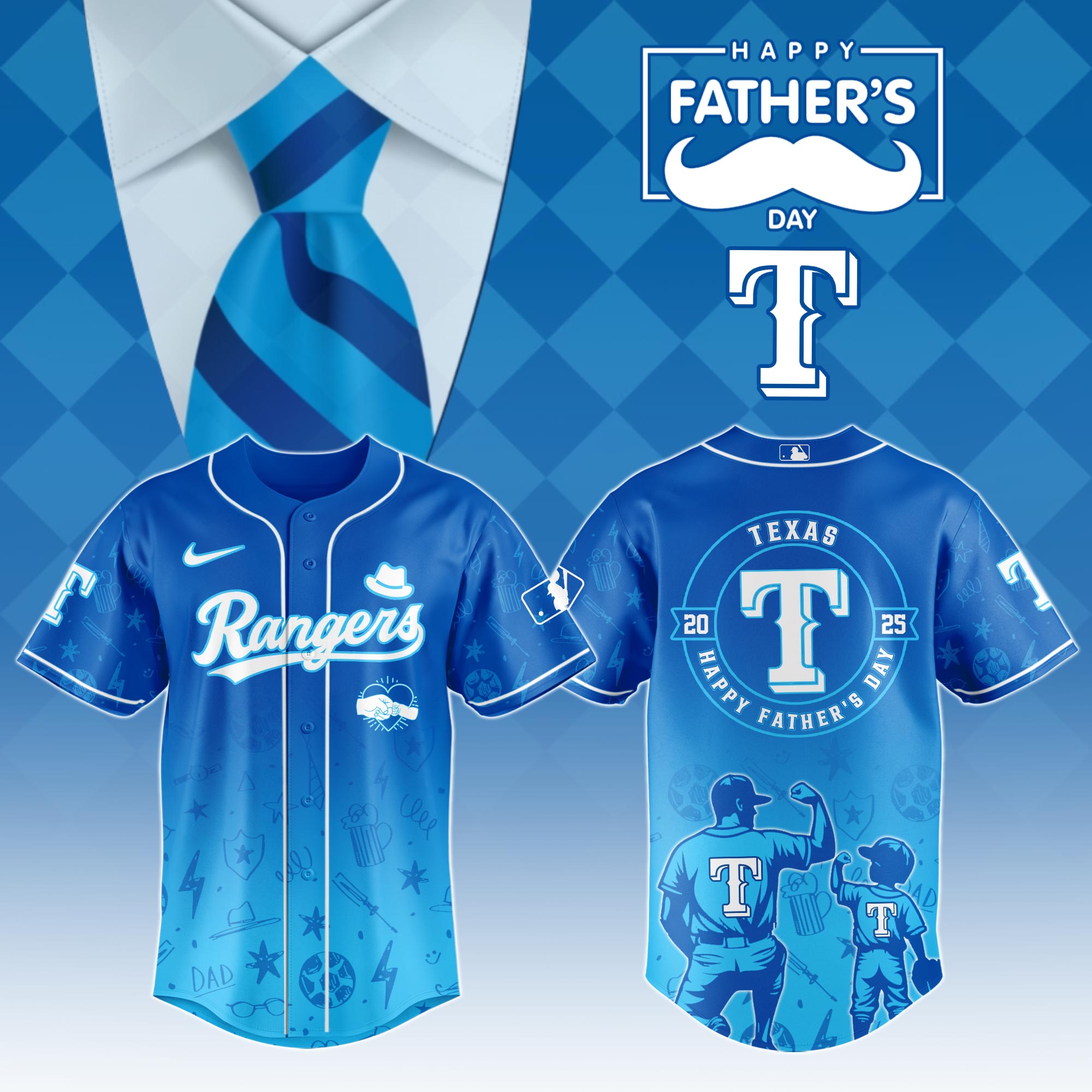 Texas Rangers Special Father's Day Jersey Baseball Father's Day Gifts