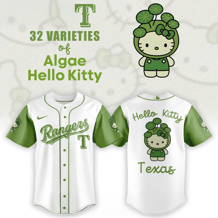 Texas Rangers x 32 Algae Hello Kitty Baseball Jersey Baseball Father's Day Gifts