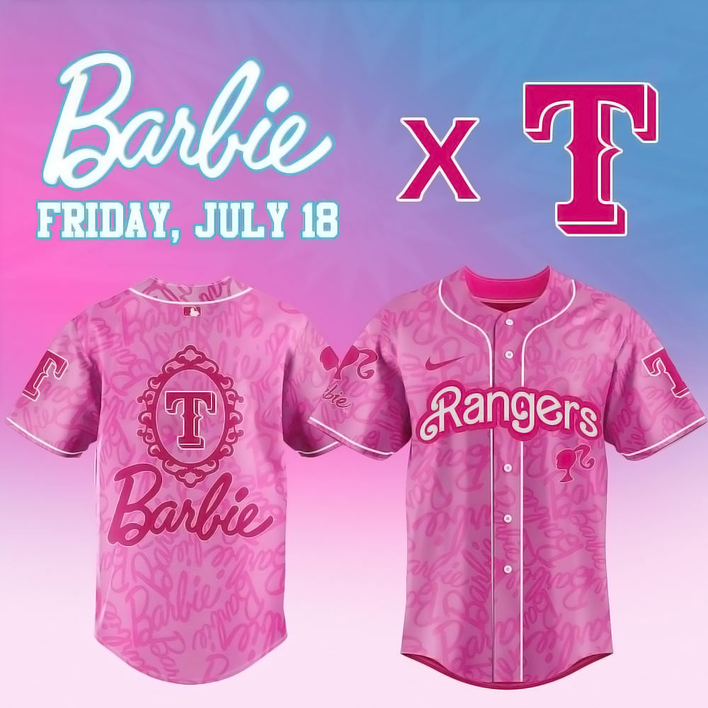 Texas Rangers x Barbie Game Day July 2025 Baseball Jersey Gifts For Baseball Fans