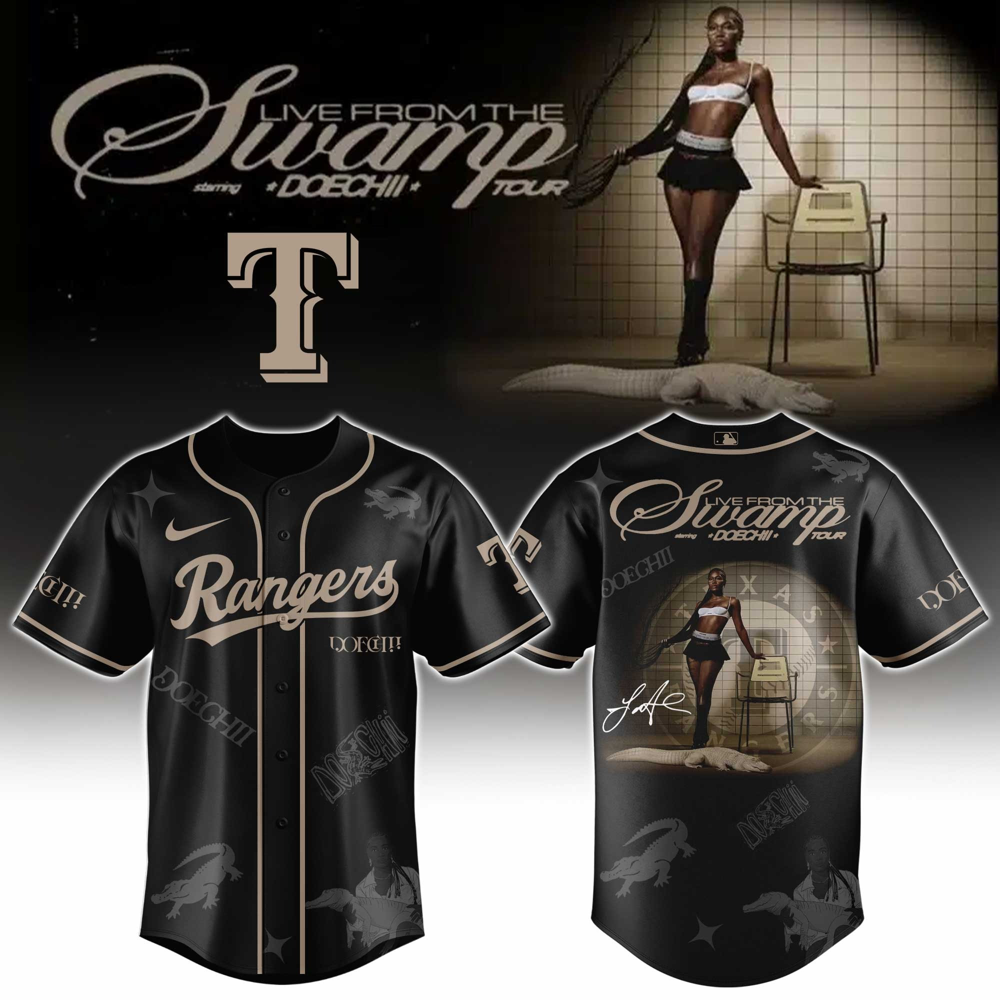 Texas Rangers x Doechii Live From The Swamp Tour Jersey Music Gift Ideas For Guys
