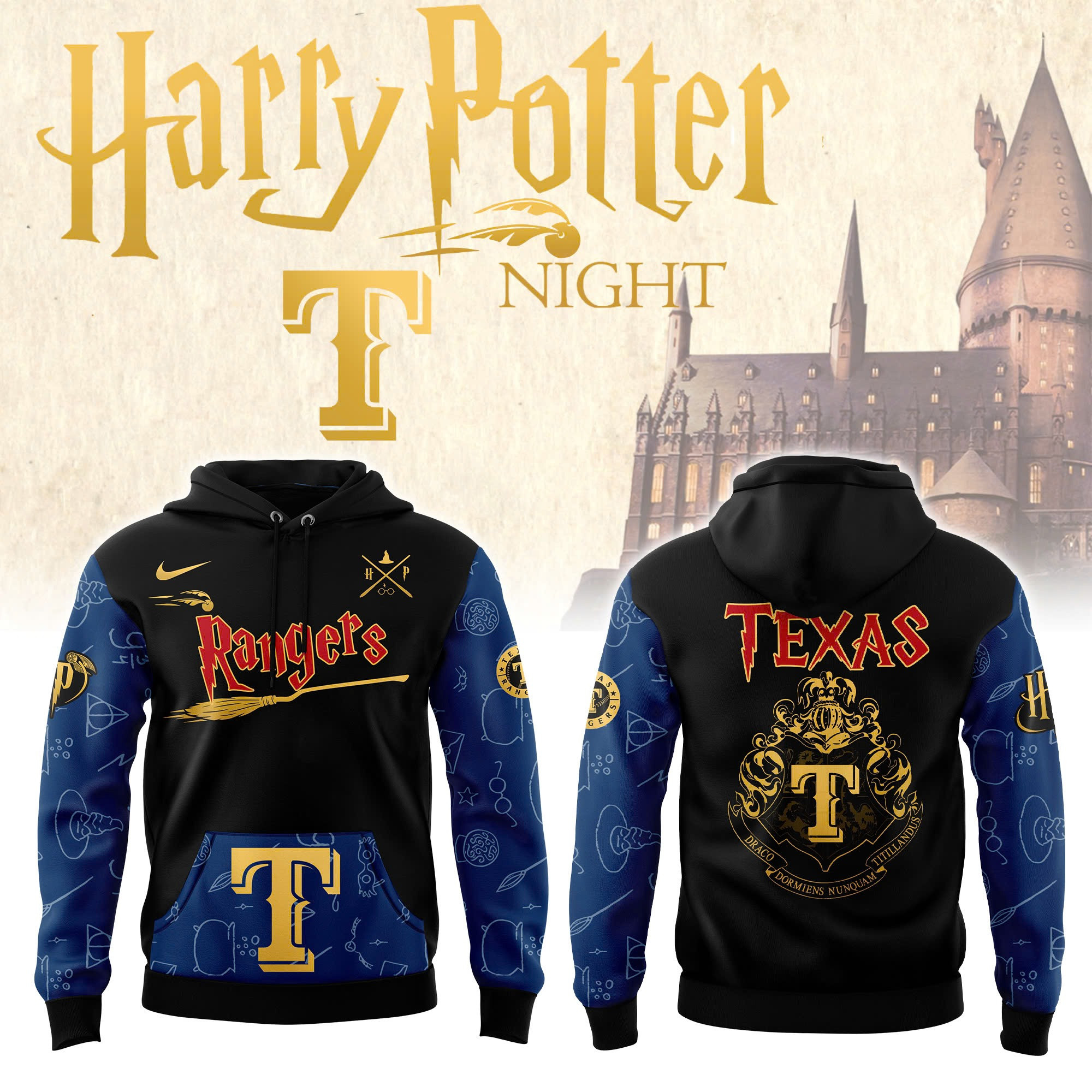 Texas Rangers x Harry Potter Night Heritage Hoodie Baseball Enthusiast Gifts
