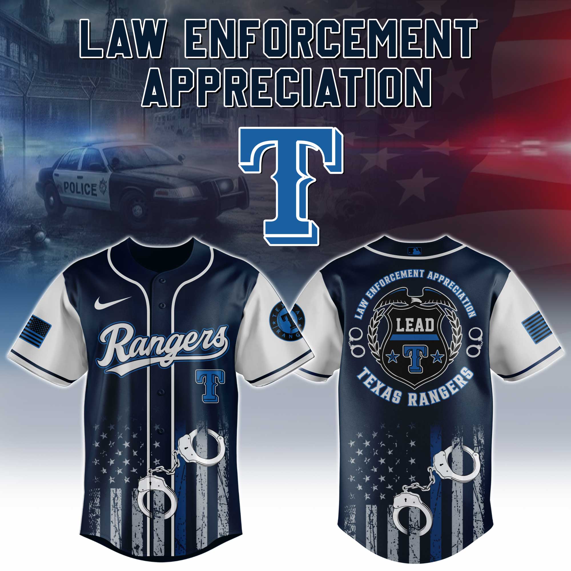 Texas Rangers x Law Enforcement Appreciation Day Jersey Present For Baseball Fans