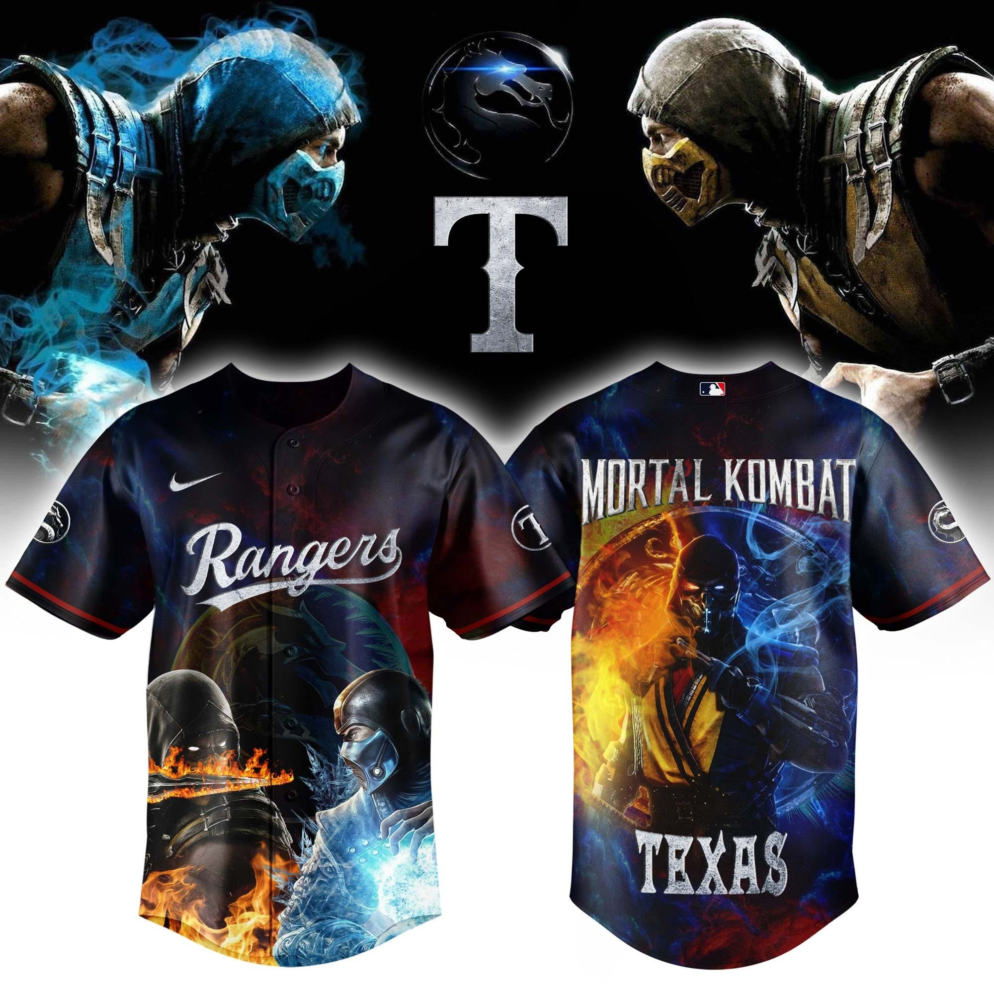 Texas Rangers x Mortal Kombat Night Limited Edition Baseball Jersey Unique Sport Merch For Movie Fans