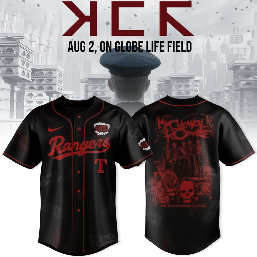 Texas Rangers x My Chemical Romance Long Live The Black Parade Baseball Jersey