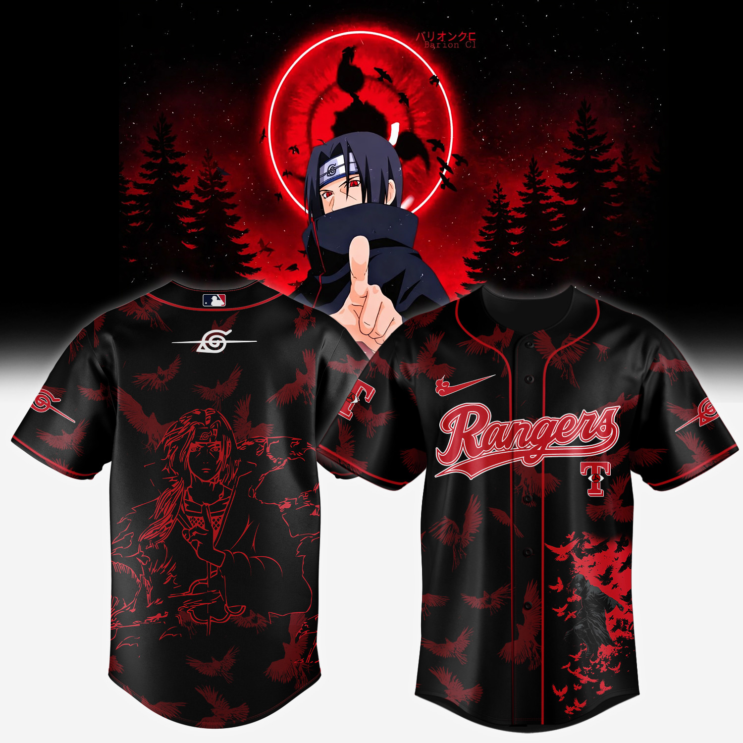 Texas Rangers x Naruto Itachi Baseball Jersey MLB 2026 Playoffs Merch Basketball Gear For Him