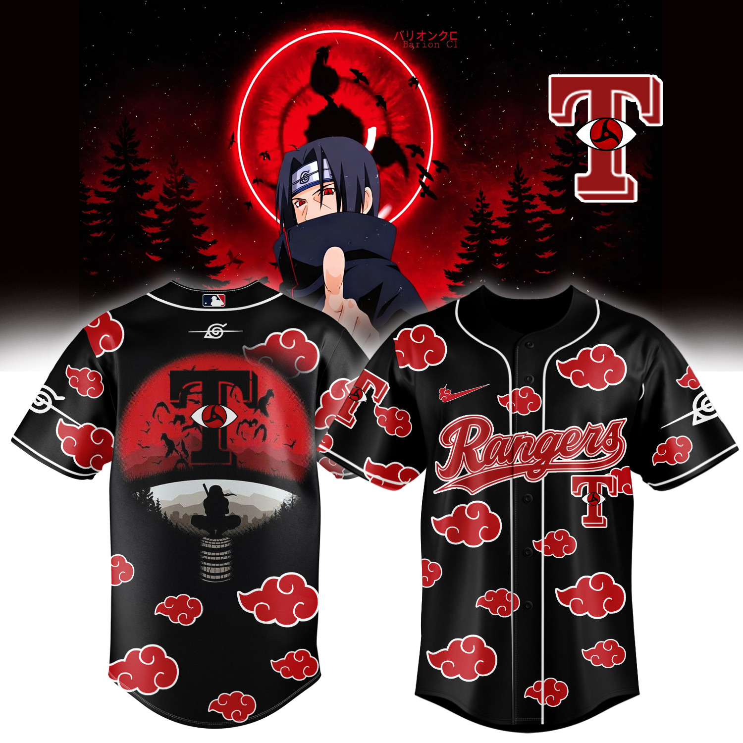 Texas Rangers x Naruto Itachi Baseball Jersey MLB 2026 Playoffs Merch Unique Gift For Him