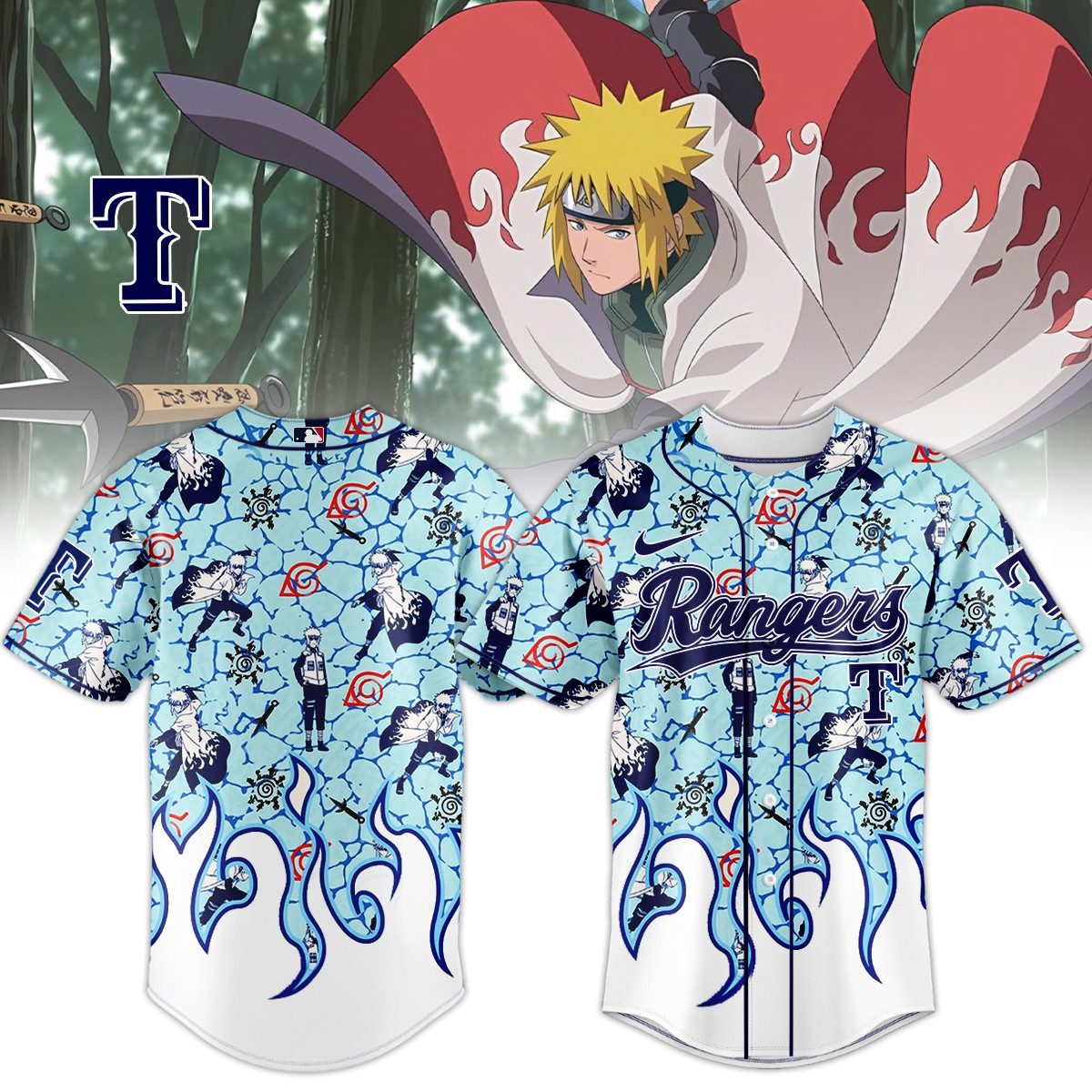 Texas Rangers x Naruto Minato Baseball Jersey Basketball Clothes Unique Gift For Friends