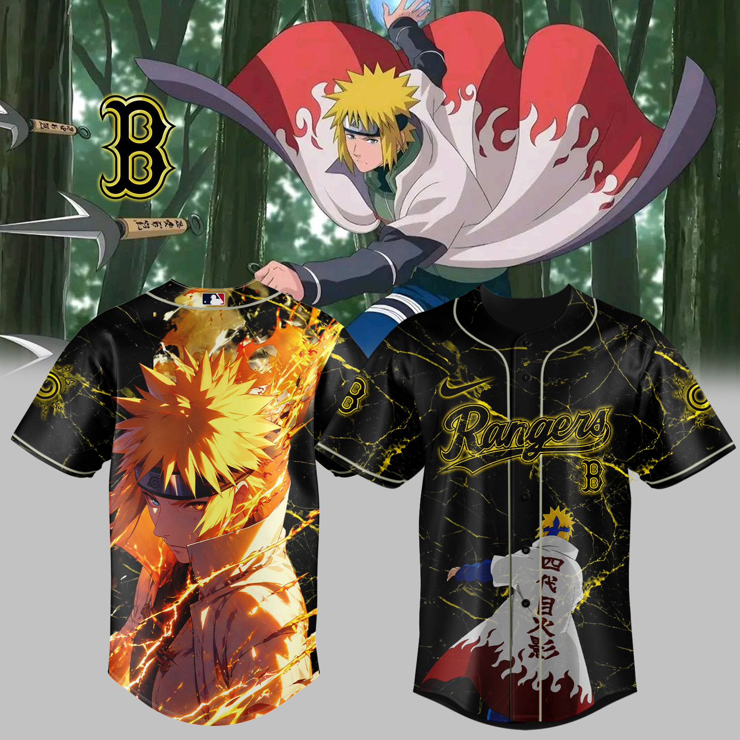 Texas Rangers x Naruto Minato Baseball Jersey MLB 2026 Playoffs Merch Basketball Gear For Him