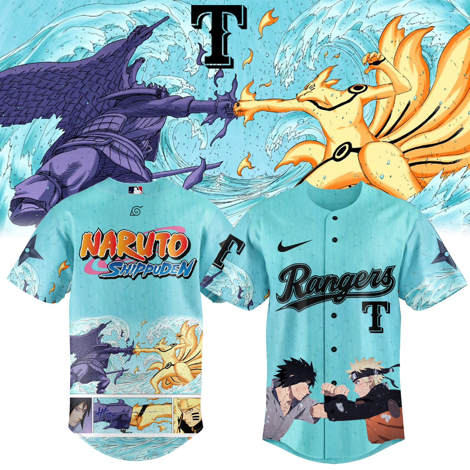 Texas Rangers x Naruto Shippuden Baseball Jersey MLB 2026 Playoffs Merch Basketball Lover Gift