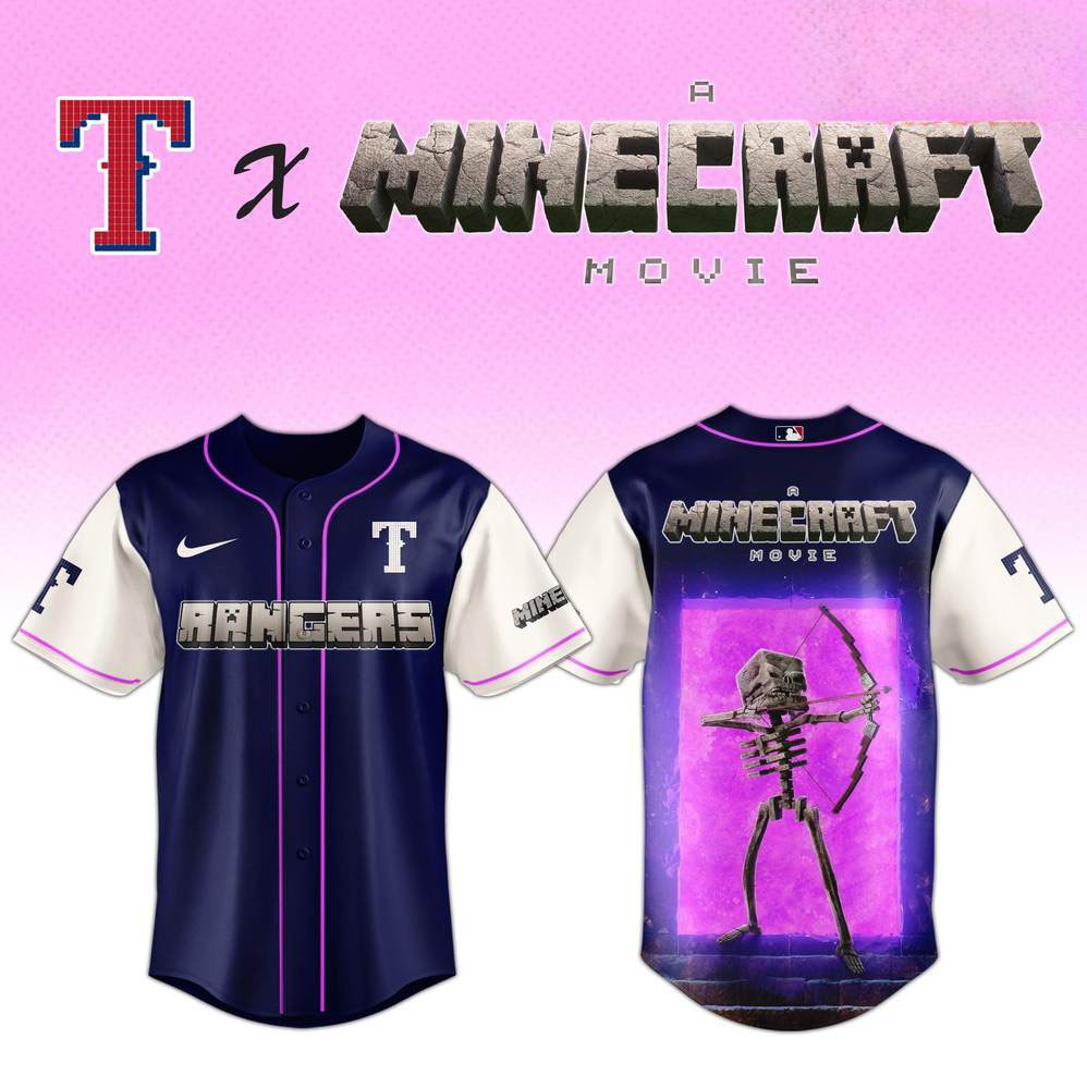 Texas Rangers x Skeleton A Minecraft Movie Special Baseball Jersey Best Gift For Him