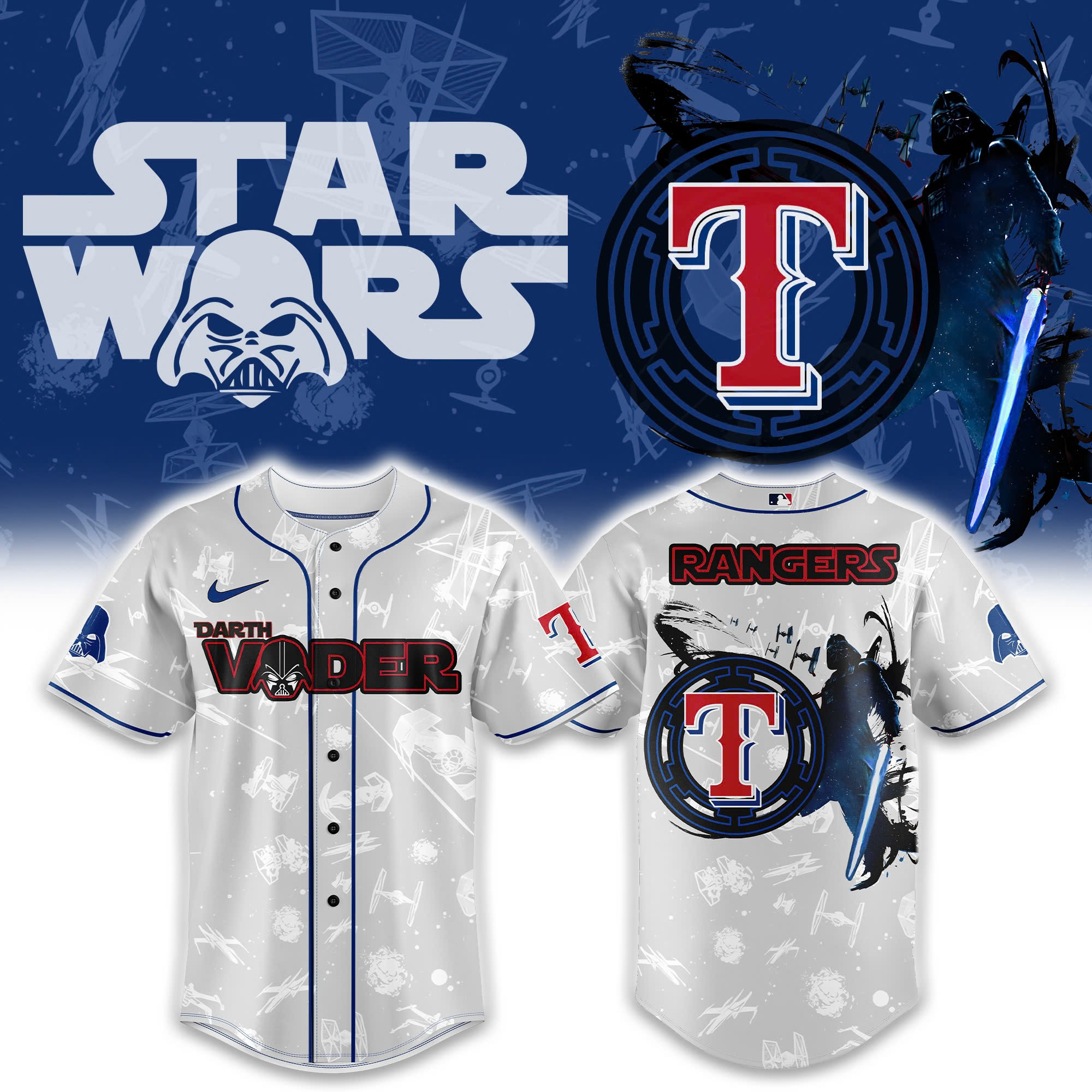 Texas Rangers x Star Wars Night 2025 Baseball Jersey Gifts For Baseball Lovers