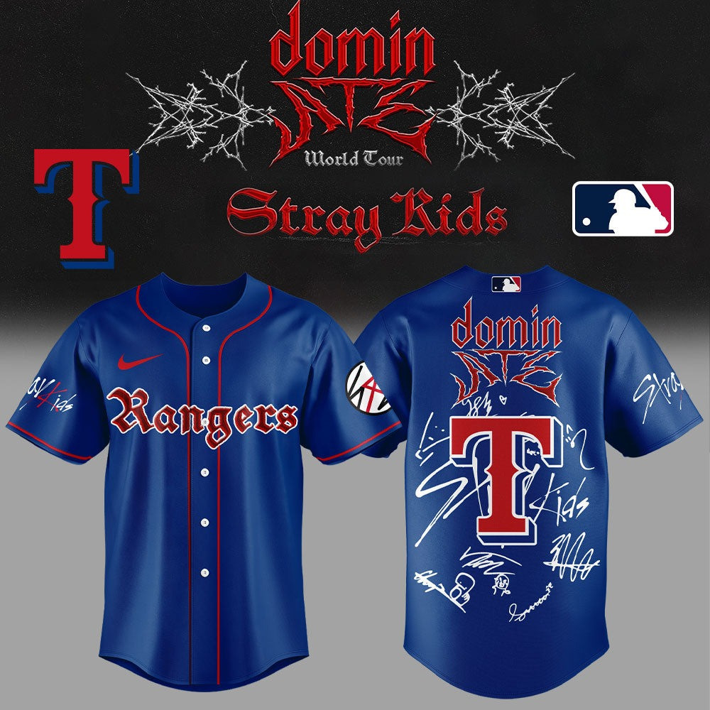 Texas Rangers x Stray Kids World Tour 2025 Jersey Gifts For Baseball Lovers