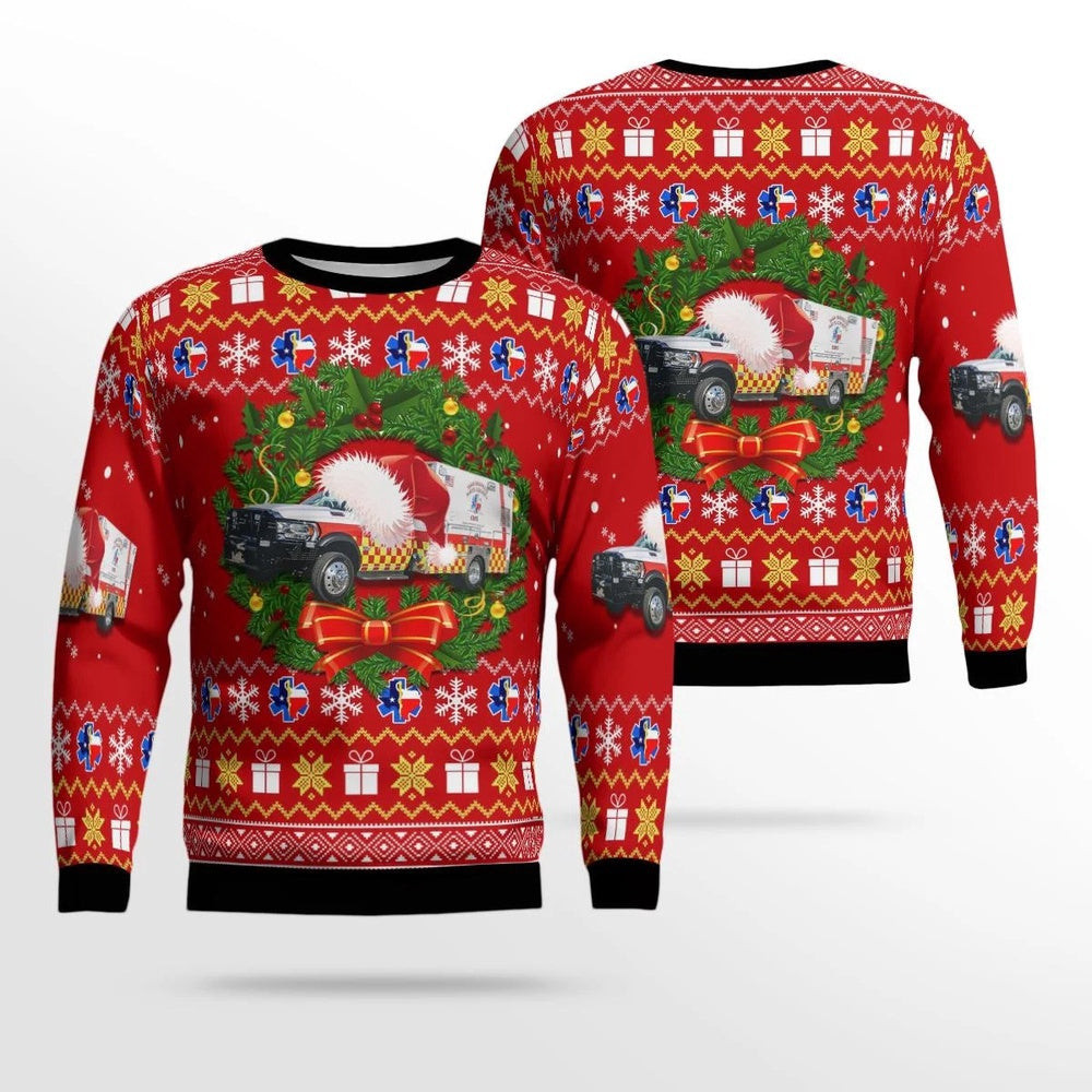 Texas San Marcos Hays County EMS Christmas Ugly Sweater Unisex Christmas Gift