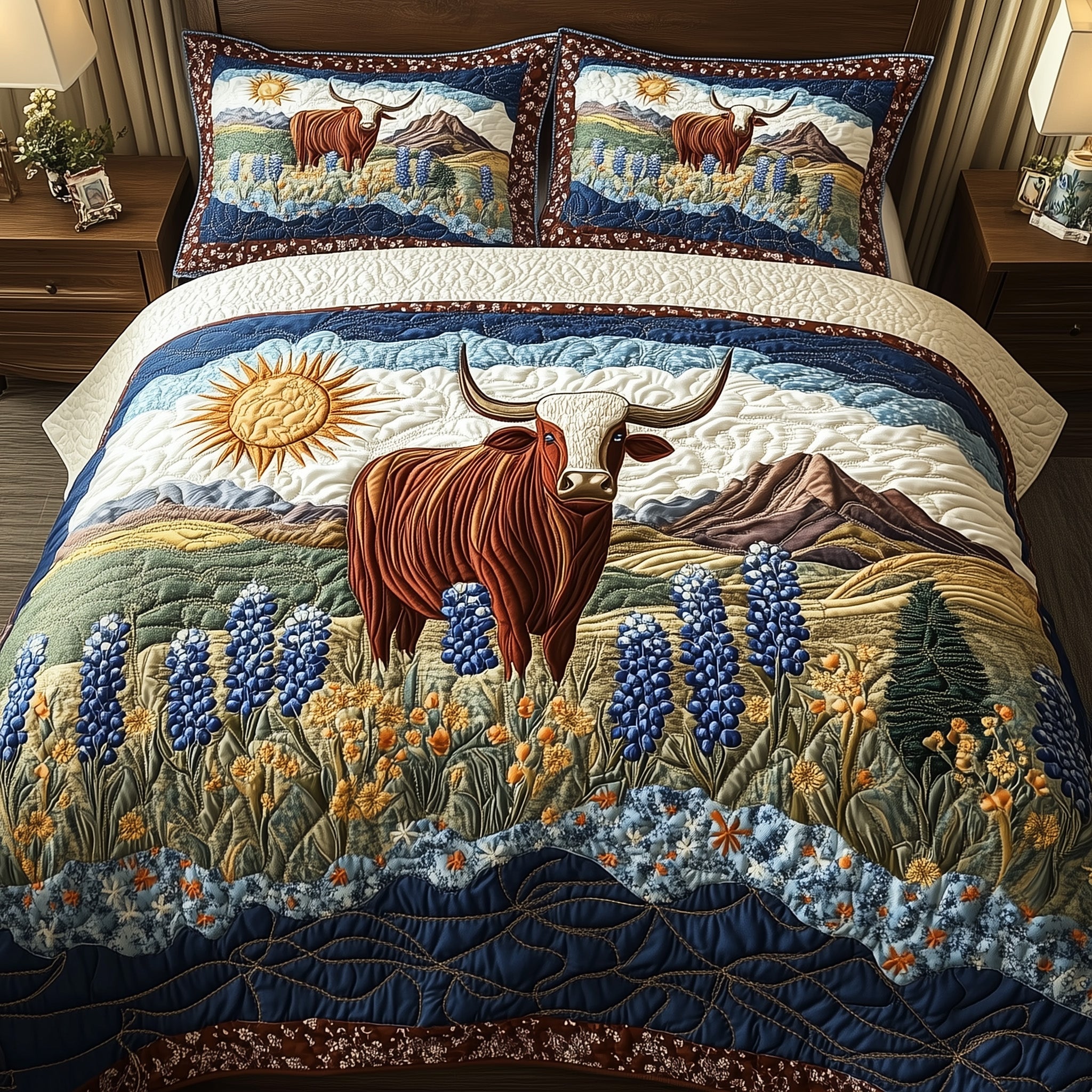Texas Spirit Quilted Bedding Set Duvet Cover Bedspread Unique Texas Gifts