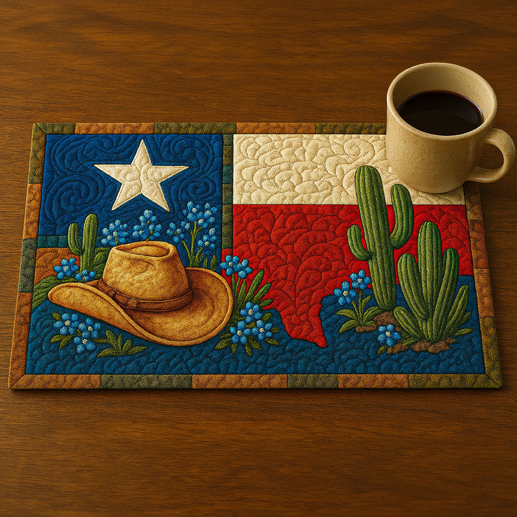 Texas Spirit Quilted Placemat Dining Room Decor Gifts For The Flower Lover